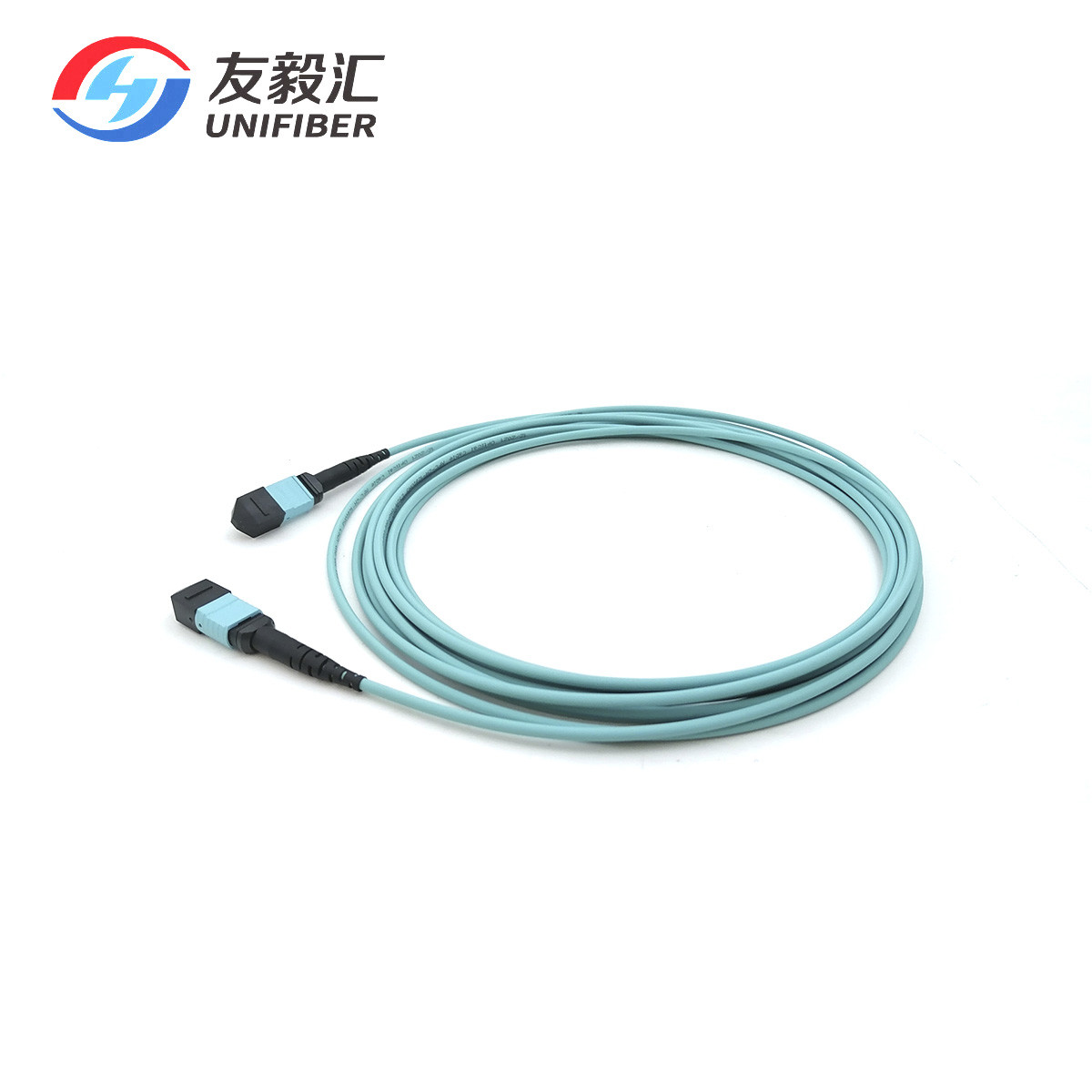 Multimode OM3 12F MTP - MTP Fiber Patch Cord Method B Aqua LSZH 5m