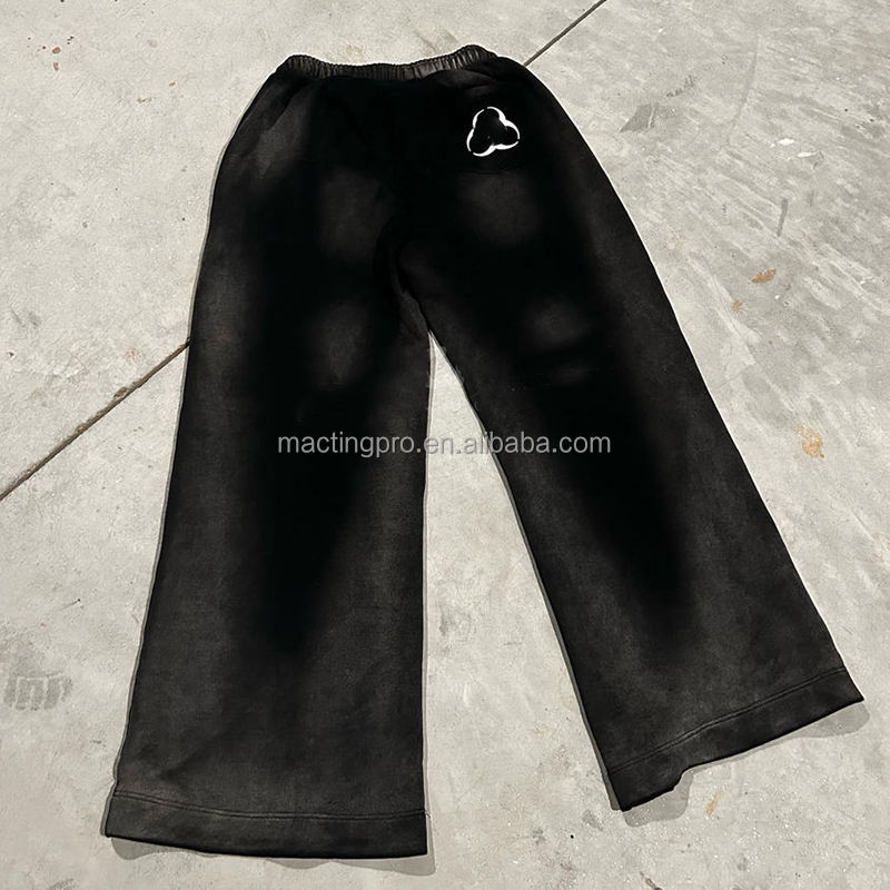 Spring Season Men's Rhinestone Pants Custom Oversized Acid Washed Cut and Sew Sweatpants