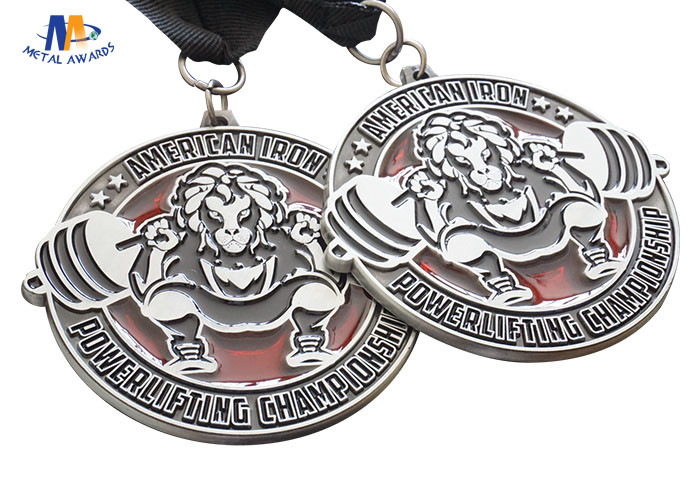 60*3MM Custom Award Medals , Translucent Enamel Conbine Soft Enamel Medals Antique Silver Plating