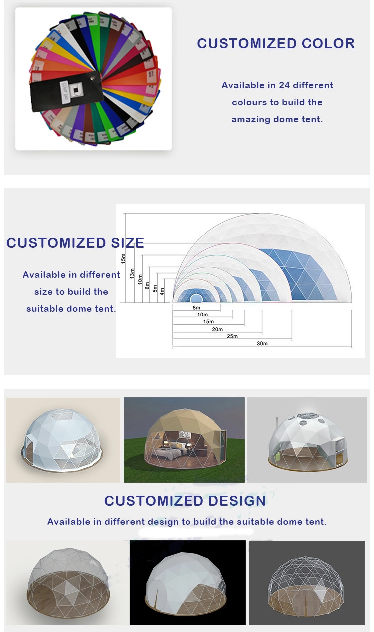 Portable 5m Geodesic dome Tent Geodesic Star frame Tent With Clear Pvc Cover