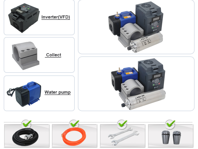 800W Water Cooled Spindle Motor for Wood Engraving Machine Durable and Long-Lasting