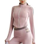 OEM Factory Stand Collar Full Zip Yoga Jacket Women Sportswear 100pcs MOQ