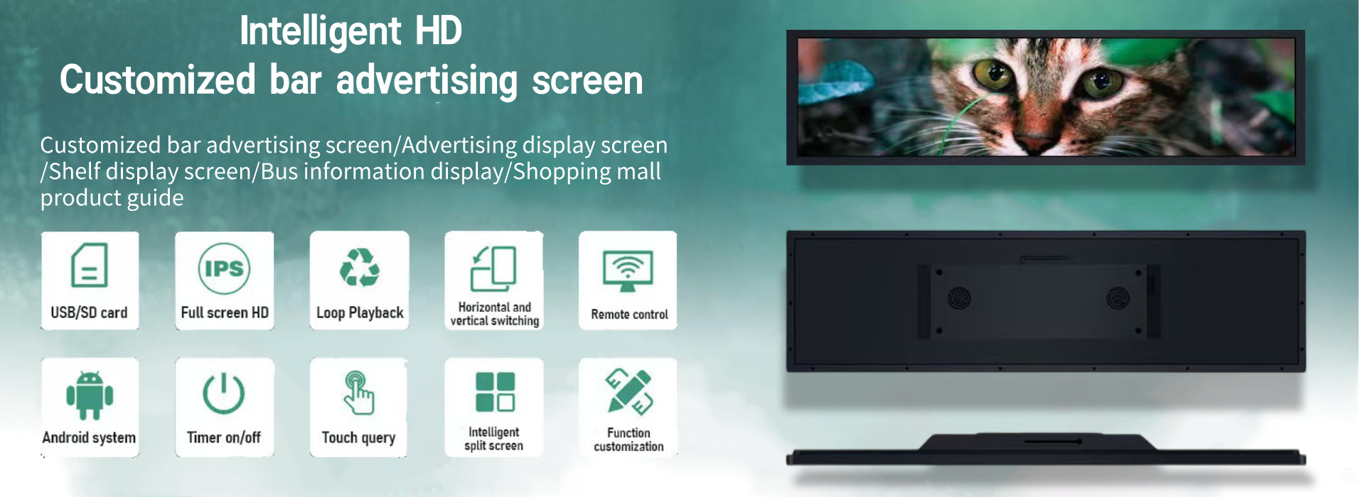 Stretched Bar LCD Display with WLED Back Light