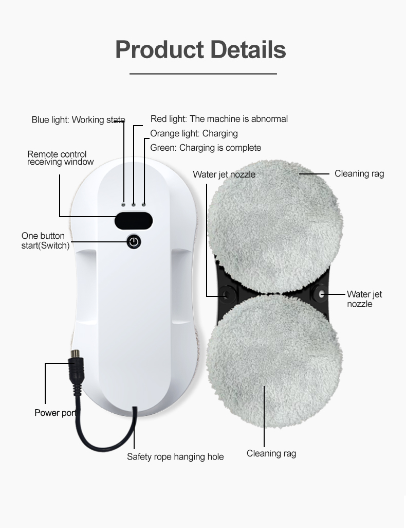 24v Ultra-Thin Electric Window Cleaner Water Spray Robot for Household Bath and Exterior Cleaning