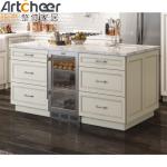 kitchen island base cabinets with Marble Stone and Modern Glass Pendant Light