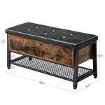 Faux Leather Storage Bench, Shoe Bench with Cushion, Industrial Shoe Rack,
