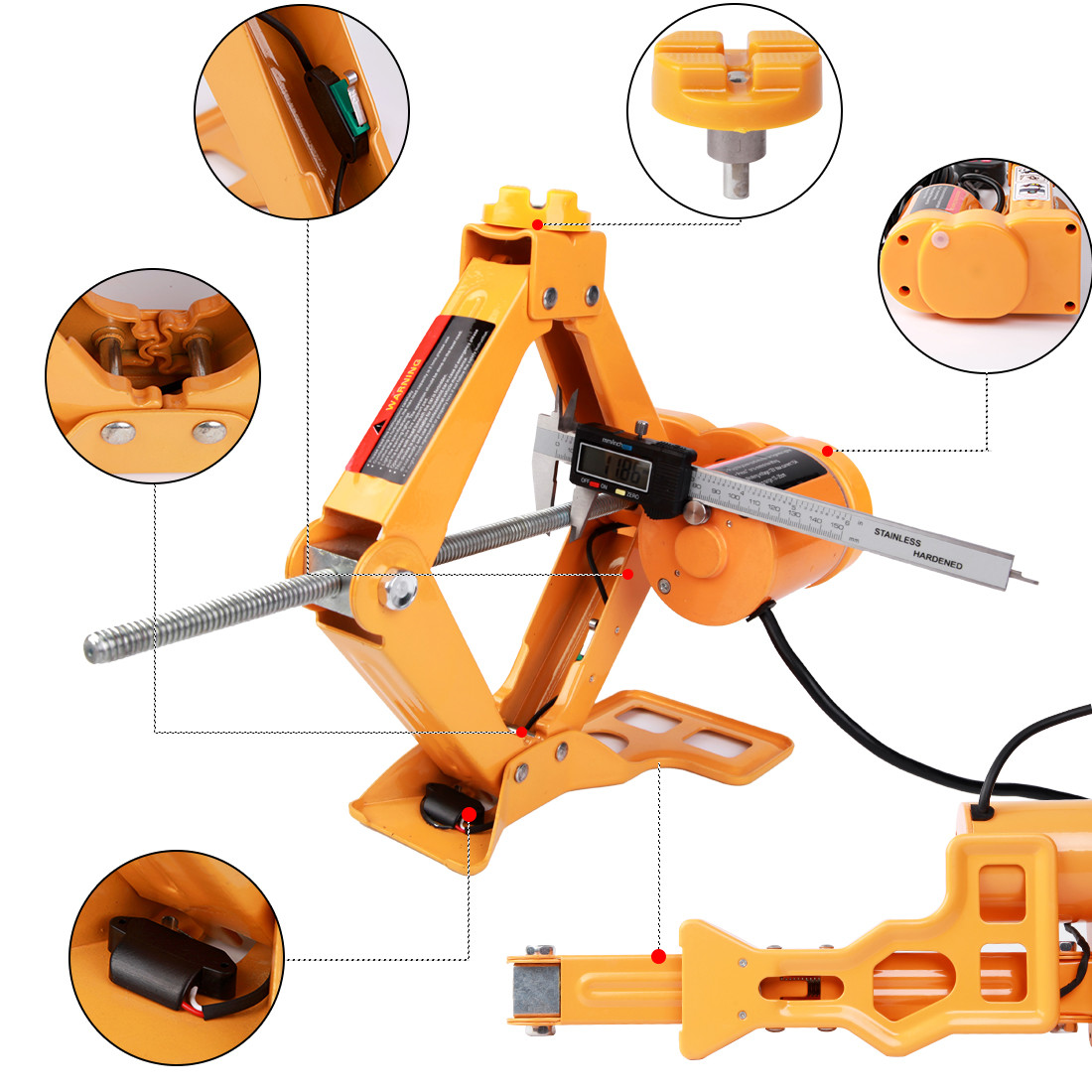 Yellow Electric Scissor Jack 120mm-350mm Lift Range 2 Ton 150W