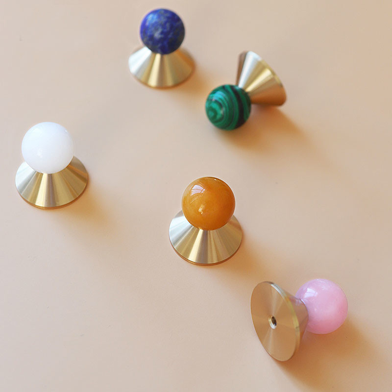 New Design Brass Jade Wardrobe Pull Handle Sliding Closet Door Knobs
