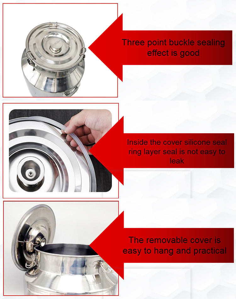 15L Mini-capacity Sealed bucket 304 Stainless steel 1.0mm Thickness milk can