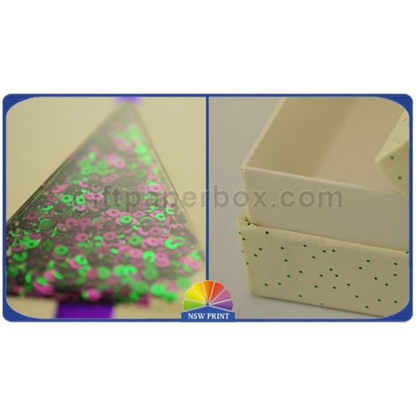 Glitter Powder Cardboard Paper Gift Box Three Pieces With Window OEM / ODM