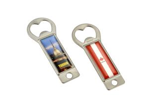 China Personalized Metal Wine Key Keychain Wood Bottle Opener Keychain Epoxy Doming wholesale