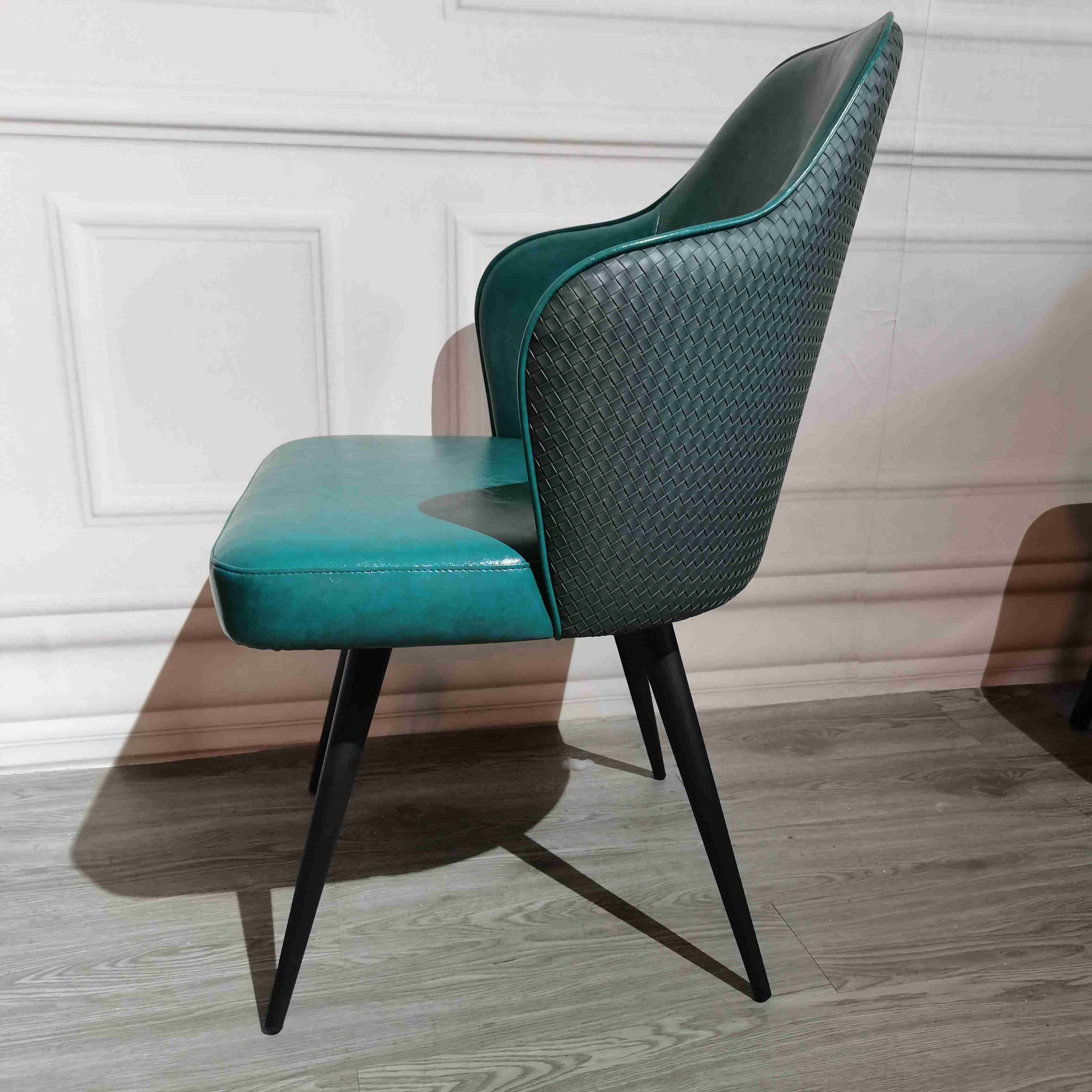 Home Blue nordic design dining chairs Light Luxury Leather Backrest Chair