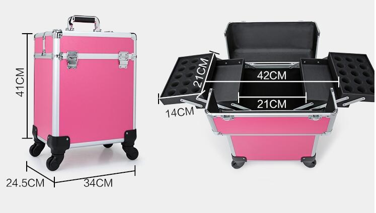 Durable Multi - Layer Makeup Vanity Case 340*245*410mm For Long Trips