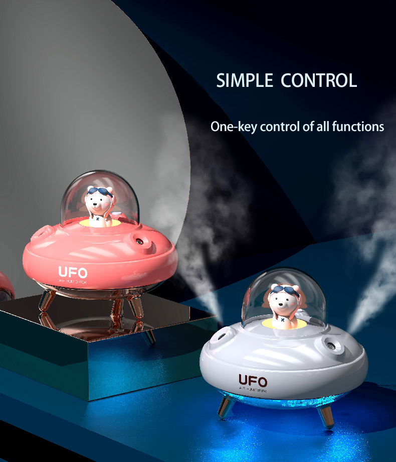 HOMEFISH Mini Ultrasonic Evaporative Steam USB Smart Charge Small Portable Decorative Cool Mist 2021 Rechargeable UFO Humidifier