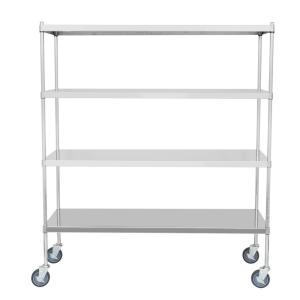 China 4 Tiers SS Flat Rack Commercial Wire Shelving Mobile Work Table For Medical / Hospital wholesale