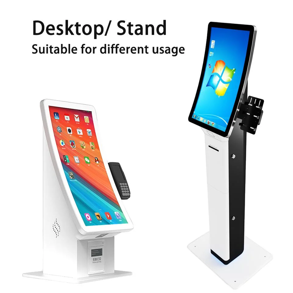 Mini Curved 23.6 Inch Self Service Kiosk Touch Screen Design Ordering for Fast Food Restaurant