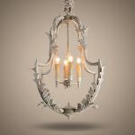 White rustic wrought iron chandelier (WH-CI-48)
