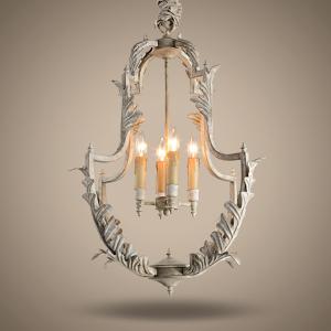 China White rustic wrought iron chandelier (WH-CI-48) wholesale