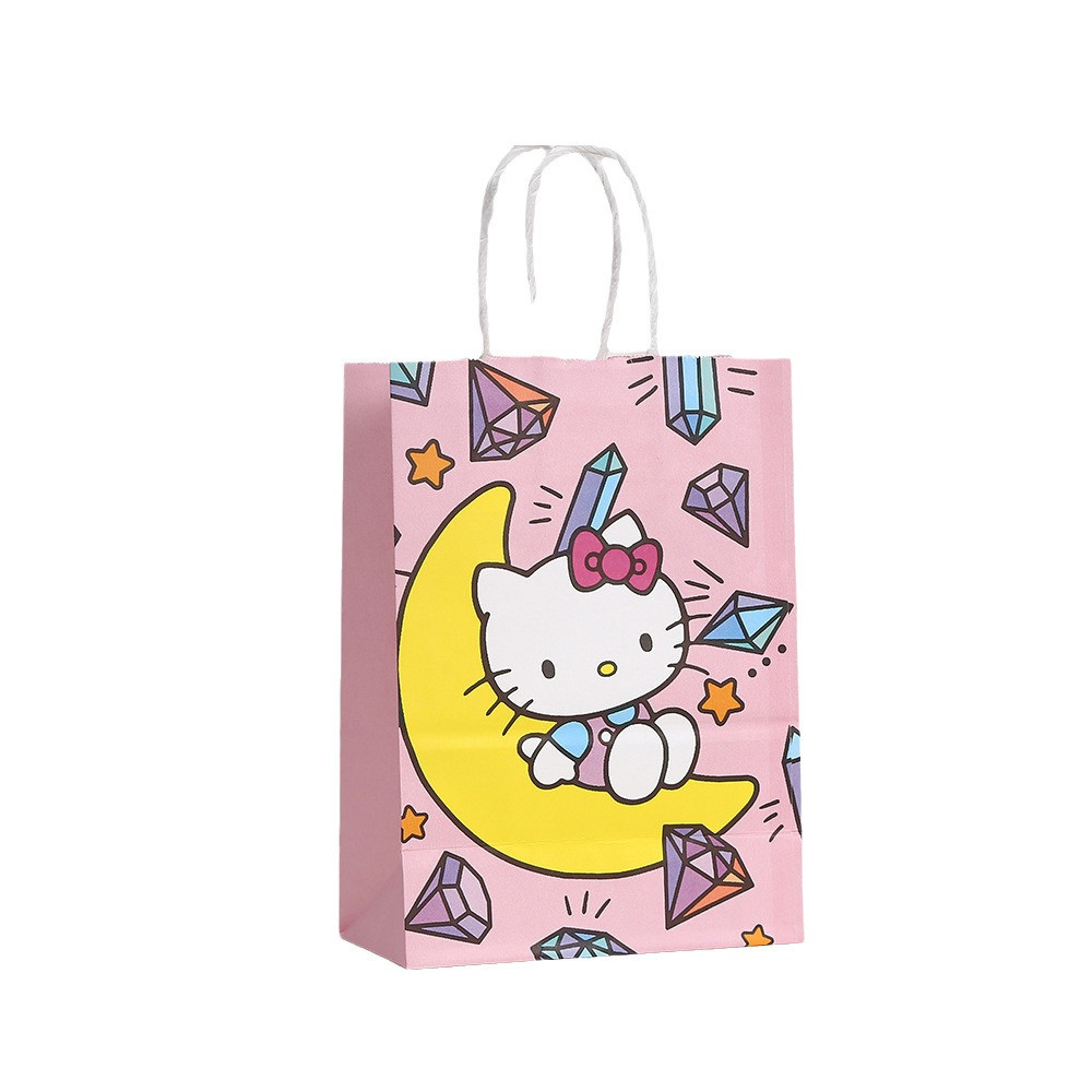 Cute Cartoon Kitty Cat Gift Bags Party Shop Printed Hand-Held Kraft Paper Bags