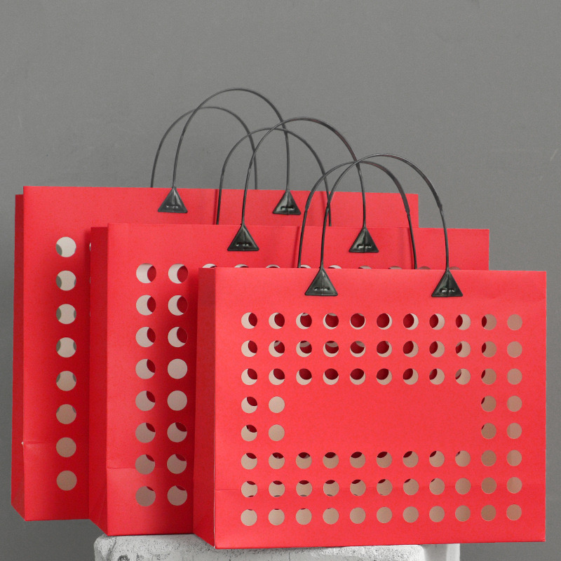 Business Shopping Gravure Printing High End Fashion Luxury Heavy Hollow Out Paper Bags