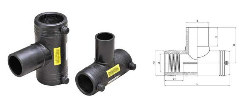 SDR11 PE DN32-200 Electrofusion Equal Tee Polyethylene Pipe Fittings