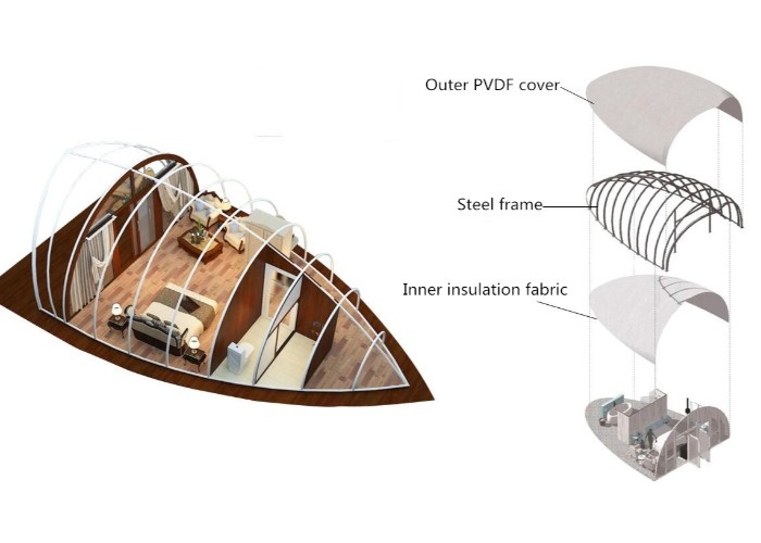 2 Person Prefab Big Bed House PVDF Hotel Tent