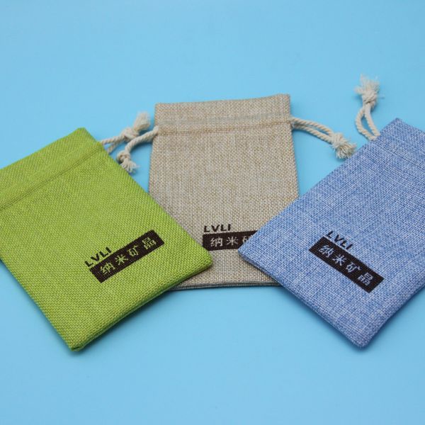 10x15cm Different Color Logo Printed Jute Drawstring Bag