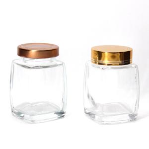 China Food Grade 220Ml 280Ml 380Ml 500Ml Vintage Quilted Tea Canister Honey Glass Jar With Lug Cap wholesale