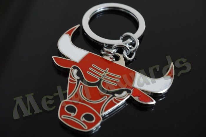 Bull Logo 2D Promotional Products Keychains , Travel Key Chain Shiny Silver Plating