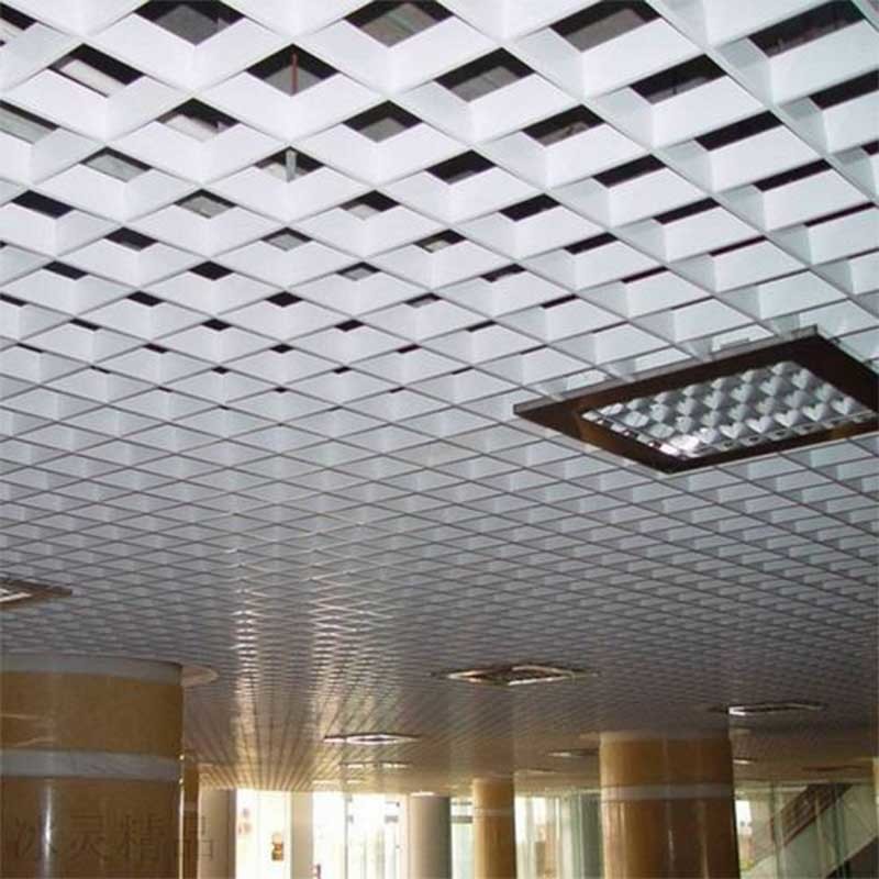 Aluminum Suspended Metal Ceiling 0.65mm Square Grille Tube Sound Absorption