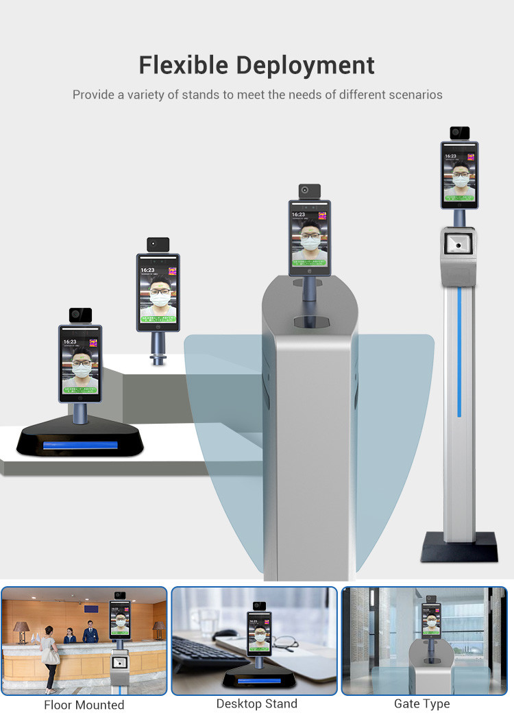 Yecon TR08D IPS Face Recognition Devices Biometric Temperature Scanner