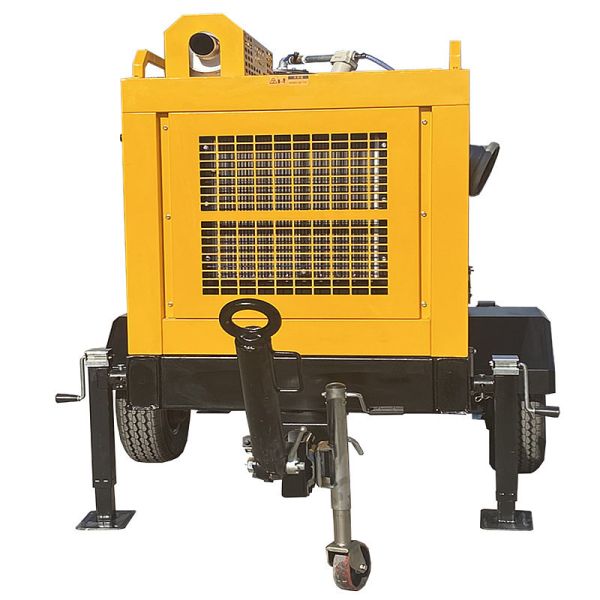 Trailer Mounted Water Pump Set Solid Handing 76mm Single Stage Pump Diesel Engine Self Priming Pump