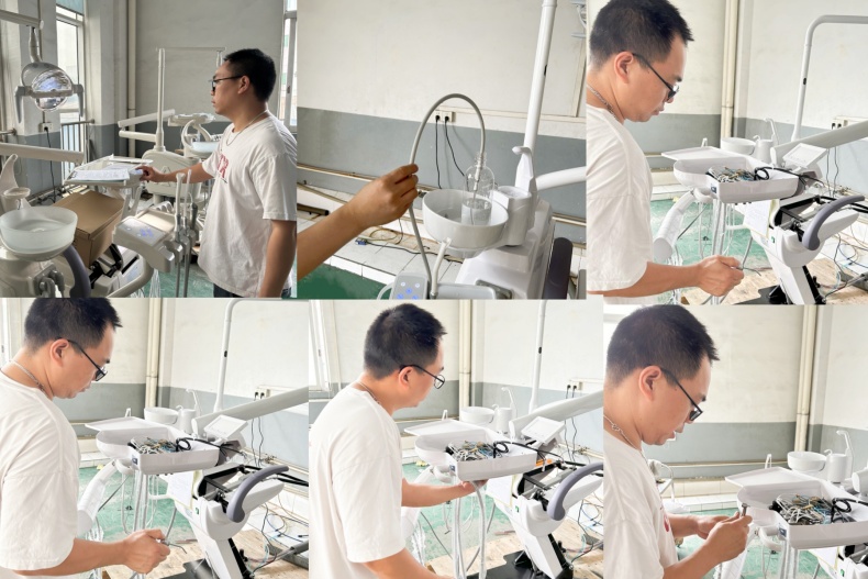 Economic Design Pu Leather Dental Chair Unit With Down Mounted Operation Tray