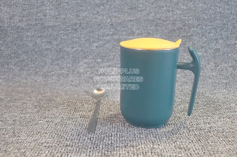 Classic Green Red Detachable Stainless Steel Coffee Mug With Spoon