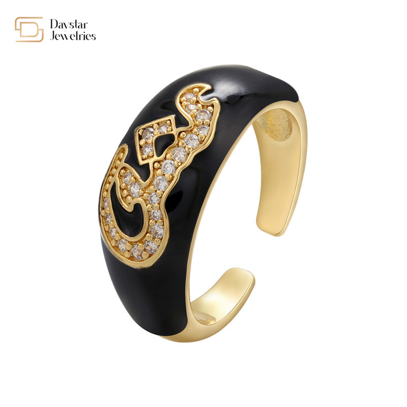 Custom Diamond Chunky Letter Rings Zircon Name Colorful Enamel Rings