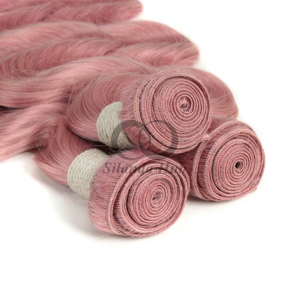Pink Body Wave Remy Human Hair Bundles Sew In Weave Bundles Brazilian Bundle Deals