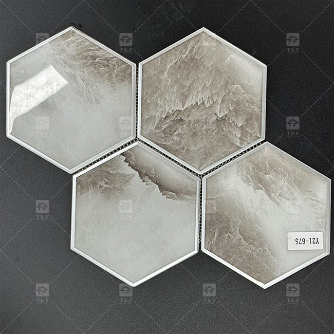 295x310mm Hexagonal Glass Mosaic Tile Glossy Surface For Bathroom Wall