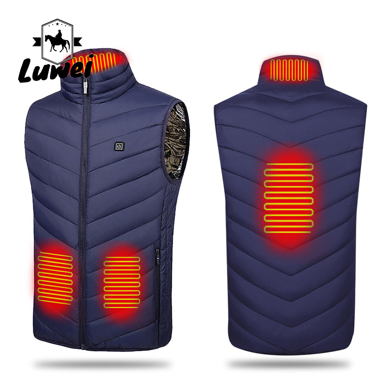 Winter Warm Thermal Rechargeable Usb Heated Full Zip Utility Warmer Padded Quilted Men Vest with Battery Pack