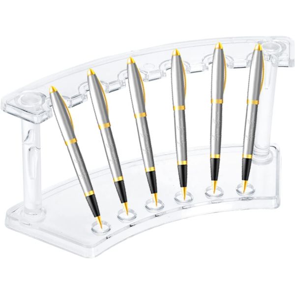 Thick and sturdy transparent acrylic cosmetic pen display stand (6 slots)