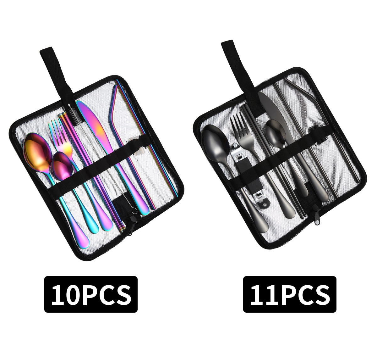 Lightweight And Reusable Stainless Steel Cutlery Set For Camping 10 Pieces
