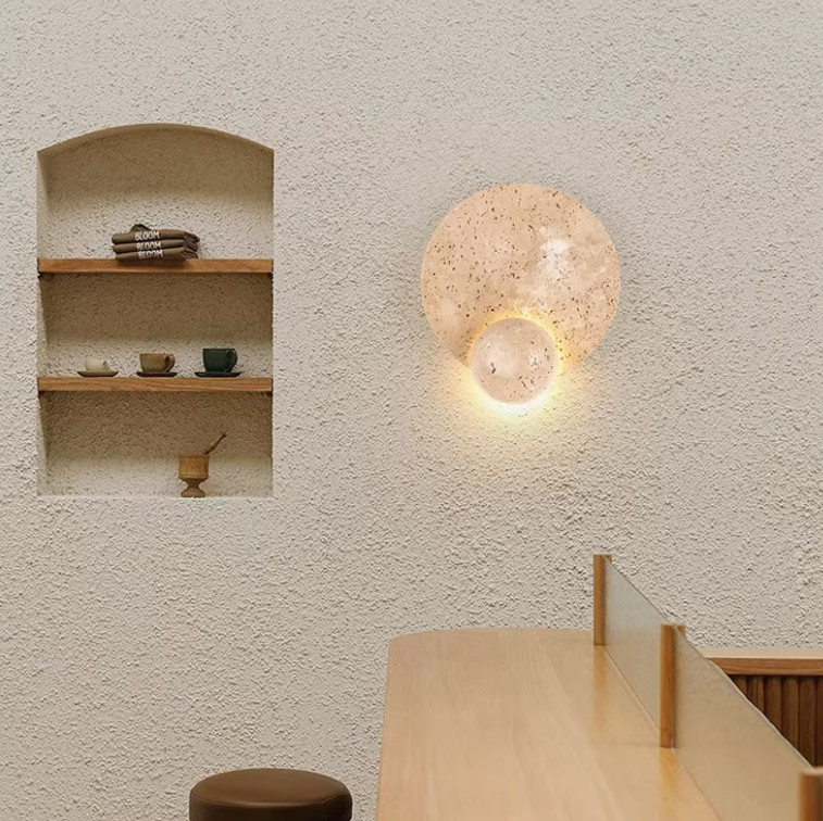 Yellow travertine good quality bedroom for home decorator interior stone wall lamp