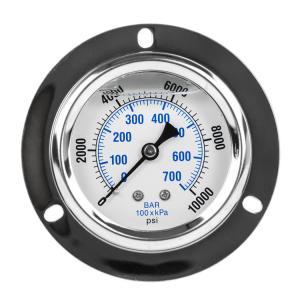 China 50mm Industrial Liquid Filled Oil Pressure Gauge Dual Scale 0 - 70 Psi wholesale