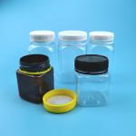 Amber Bottle Square Child Proof 400ml Plastic Candy Jars