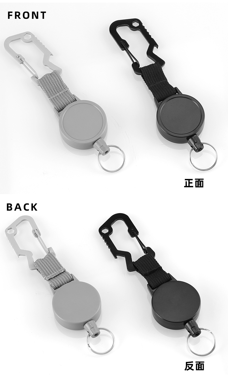 Deyi Badge Reel Metal Carabiner Key Ring for Fishing Cycling Hiking Outdoors