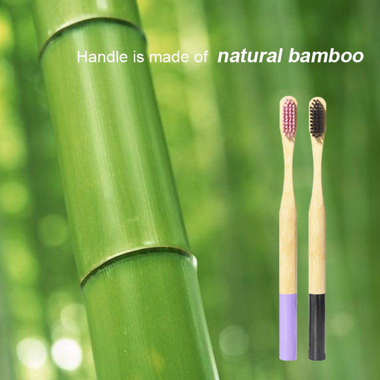 Plastic Free Charcoal Infused Bamboo Toothbrush Recyclable Round Bamboo Toothbrush