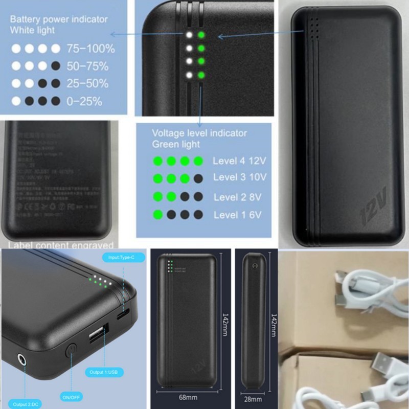 Li Ion Battery Power Bank 12V Fan Battery 20000mah Working 10-12H For Air Condition Clothes