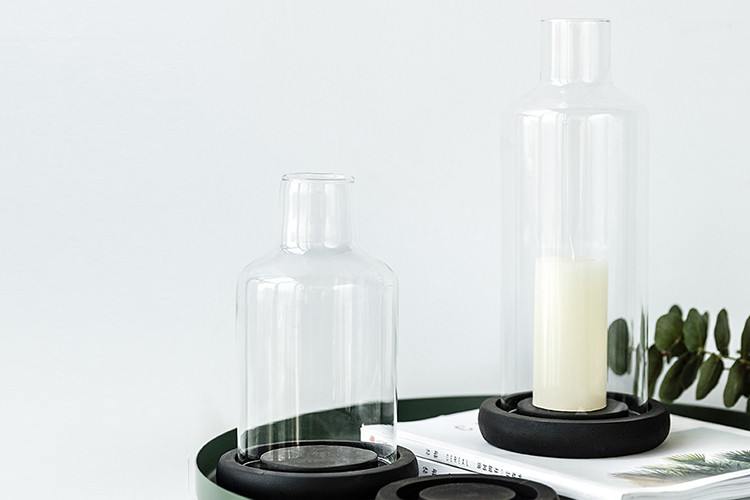 Tall Glass Candlestick Holders Clear White Simple Design Eco - Friendly