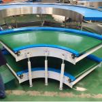 PVC Curve 90 Degree Belt Conveyor , Slat Powered Belt Conveyor For Food Industry