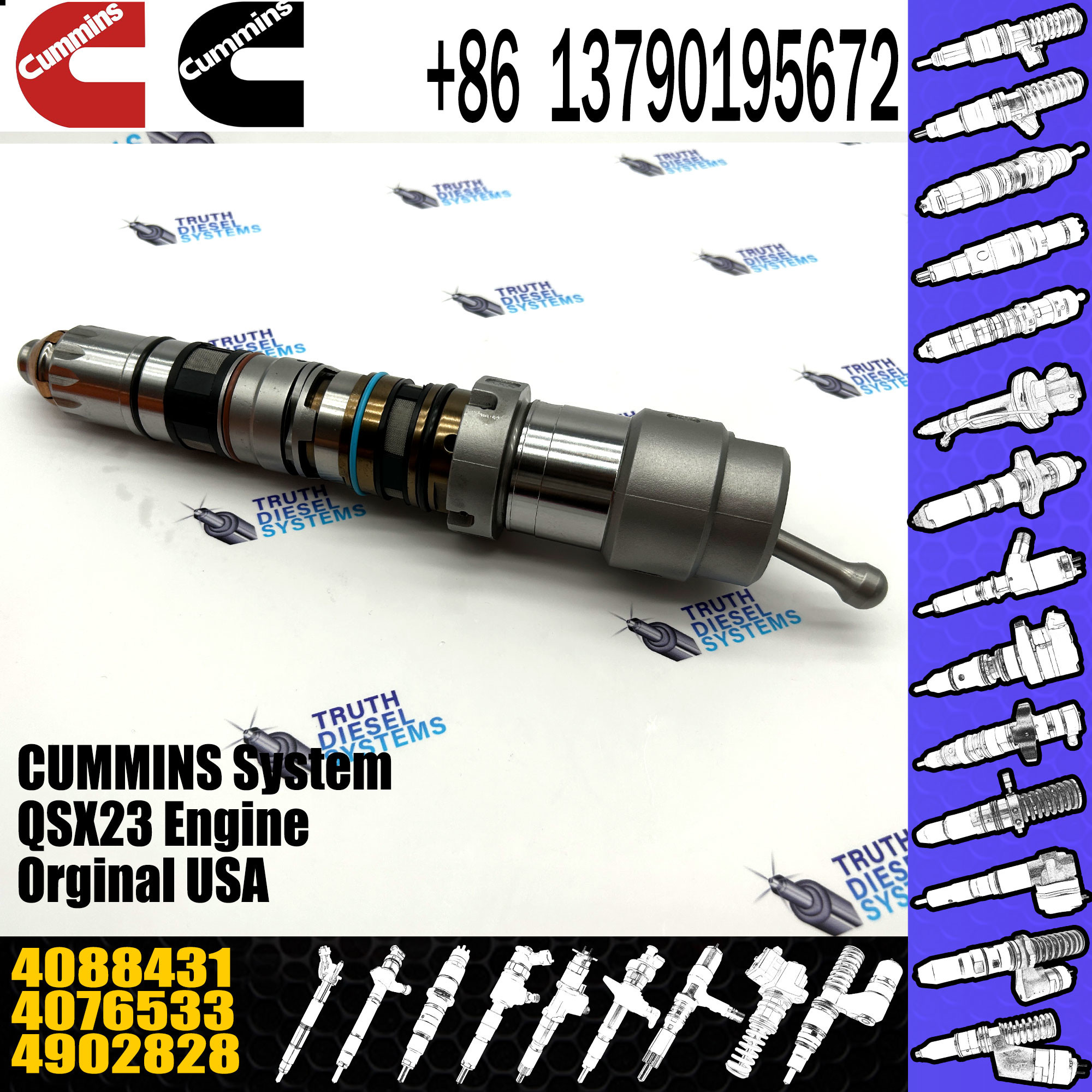 4088431 Genuine Diesel Engine Common Rail QSX15 Fuel Injector 4076533 4902827 4062090 4077076