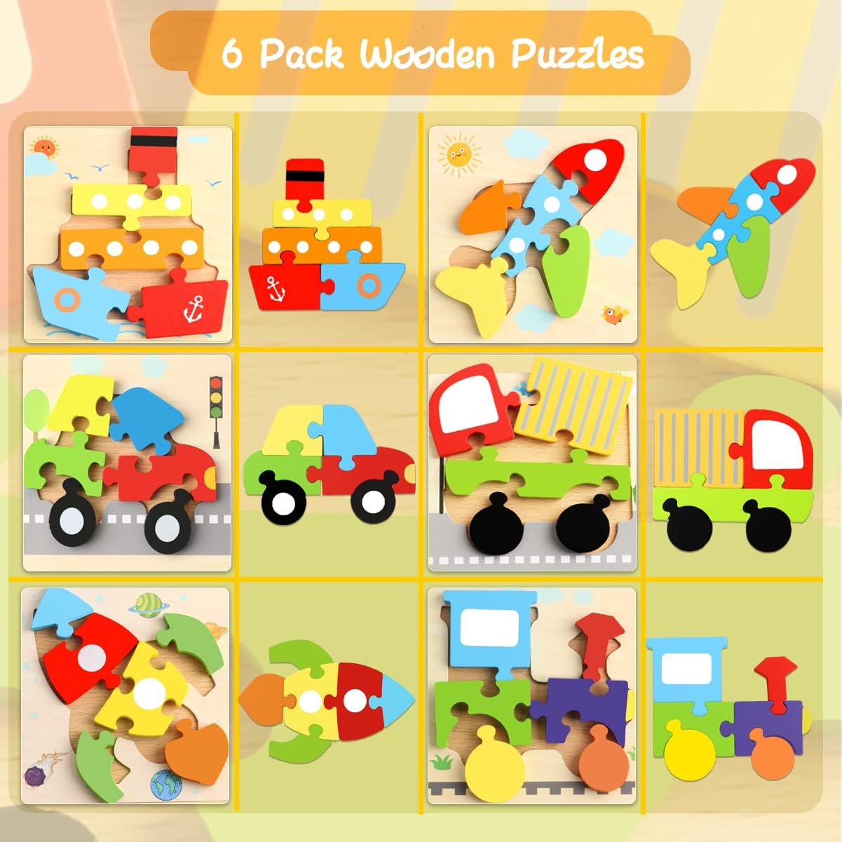 Unisex Montessori Shape Sorting Puzzle for Toddlers 1-3 Wooden Sensory Stem Learning Toys